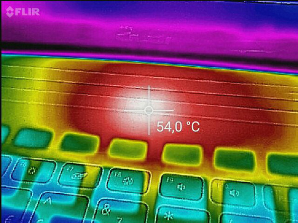 54 gradi è la temperatura massima all'esterno del telaio