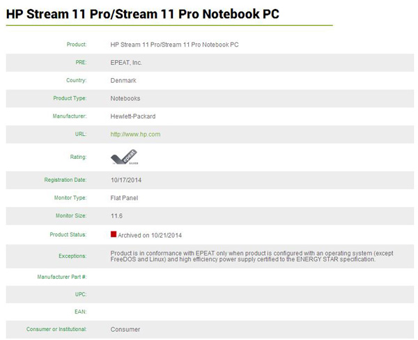 HP Stream 11 Pro