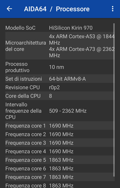 AIDA64: Hisilicon Kirin 970