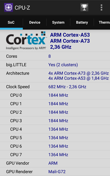 CpuZ: Huawei Hisilicon Kirin 970