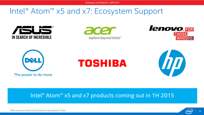 Intel Atom X5 e X7 partner