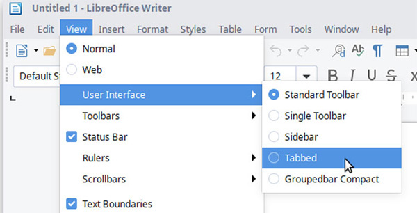 LibreOffice 6.2 con NotebookBar