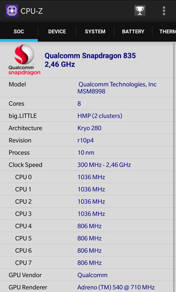 CPUz: Qualcomm Snapdragon 835