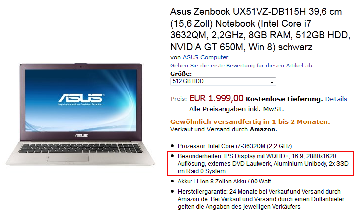 ASUS UX51VZ con Retina Display