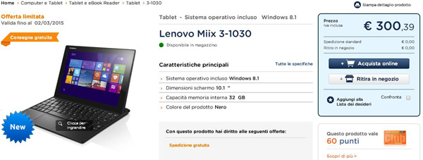 Lenovo Miix 3-1030 da 10 pollici