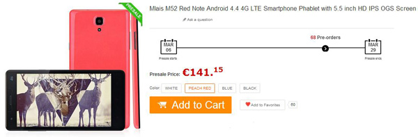 Mlais M52 Red Note: phablet Android octa-core da 128 euro!