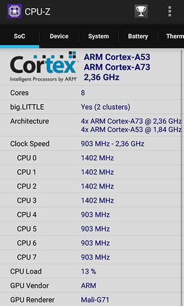 CPU-Z: Hisilicon Kirin 960