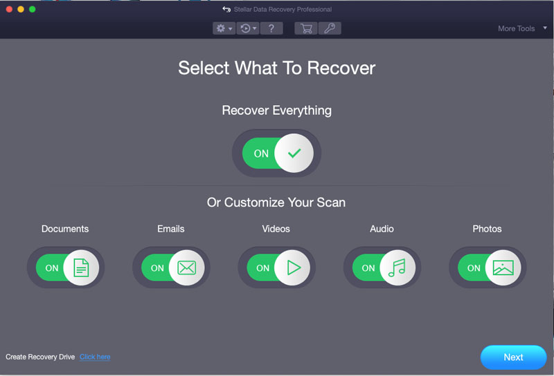 Stellar Data Recovery interfaccia