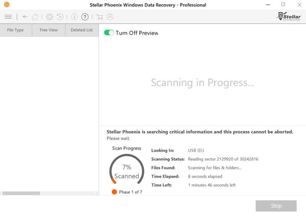 Stellar Phoenix Windows Data Recovery scansione